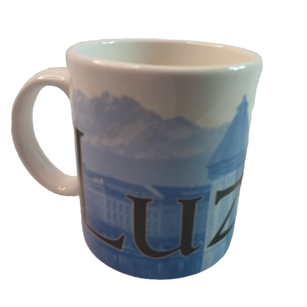 Starbucks Luzern Switzerland  City Coffee Mug 2002 Blue White Vintage